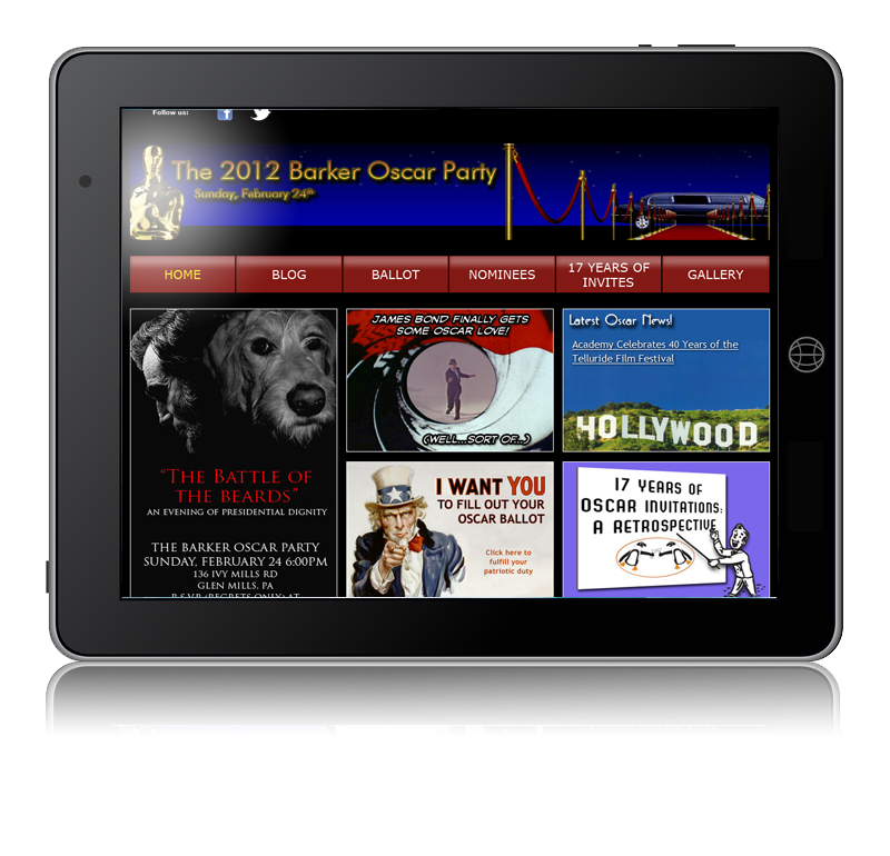 Barker Oscar Party site screenshot